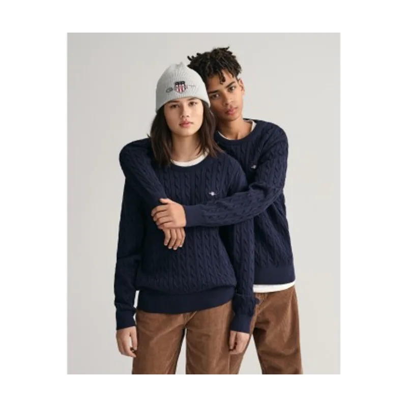 Gant Jersey de cuello redondo y punto de ochos de algodón Shield Teens 984047