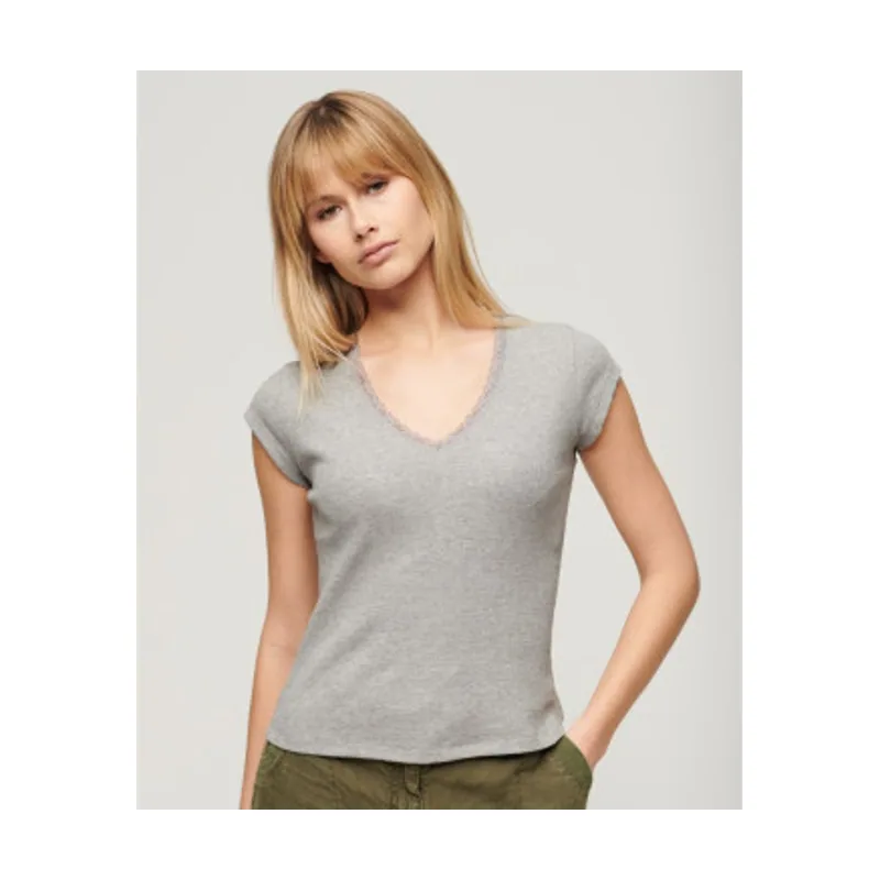 Superdry Camiseta con ribete de encaje Athletic Essential W6011874A