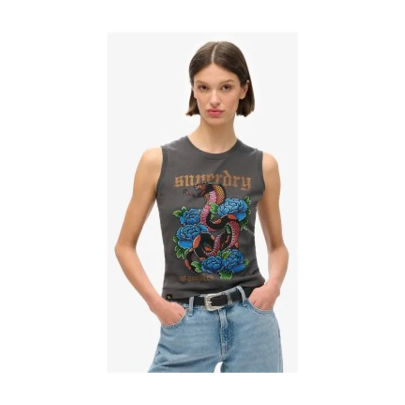 Superdry Camiseta sin mangas con strass Tattoo W6011781A