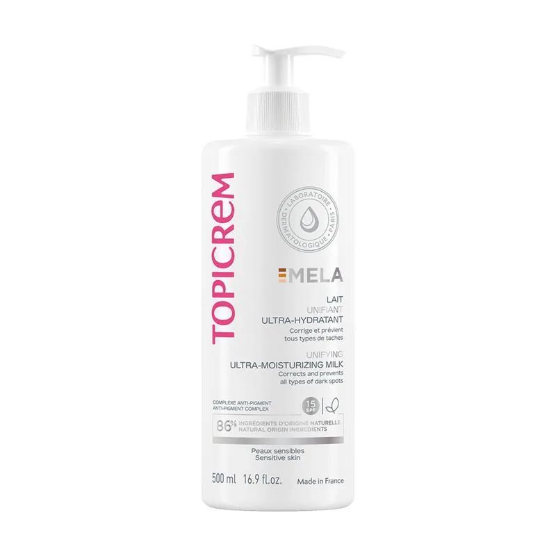 Topicrem MELA leche unificadora ultra-hidratante corporal SPF15+ 500 ml