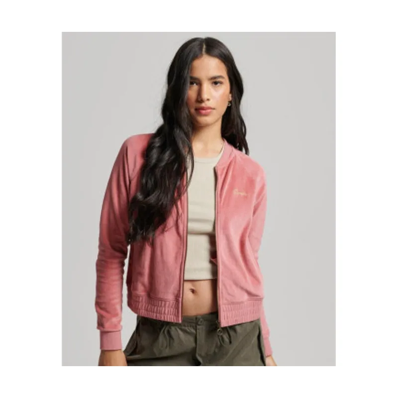 Superdry Chaqueta de béisbol de terciopelo con cremallera y bordado W2011936A