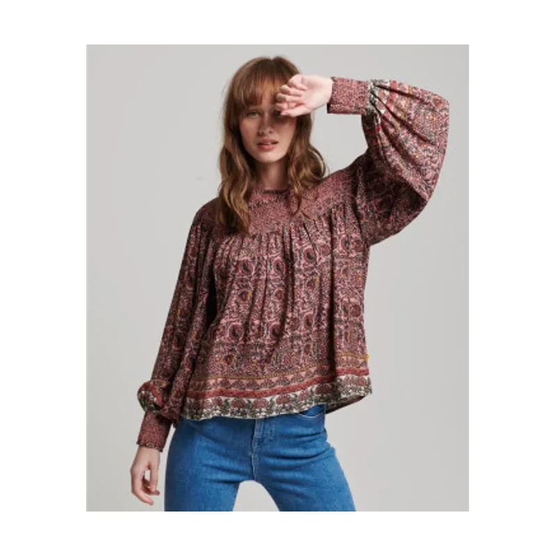 Superdry Camiseta tejida estampada fruncida W6011676A