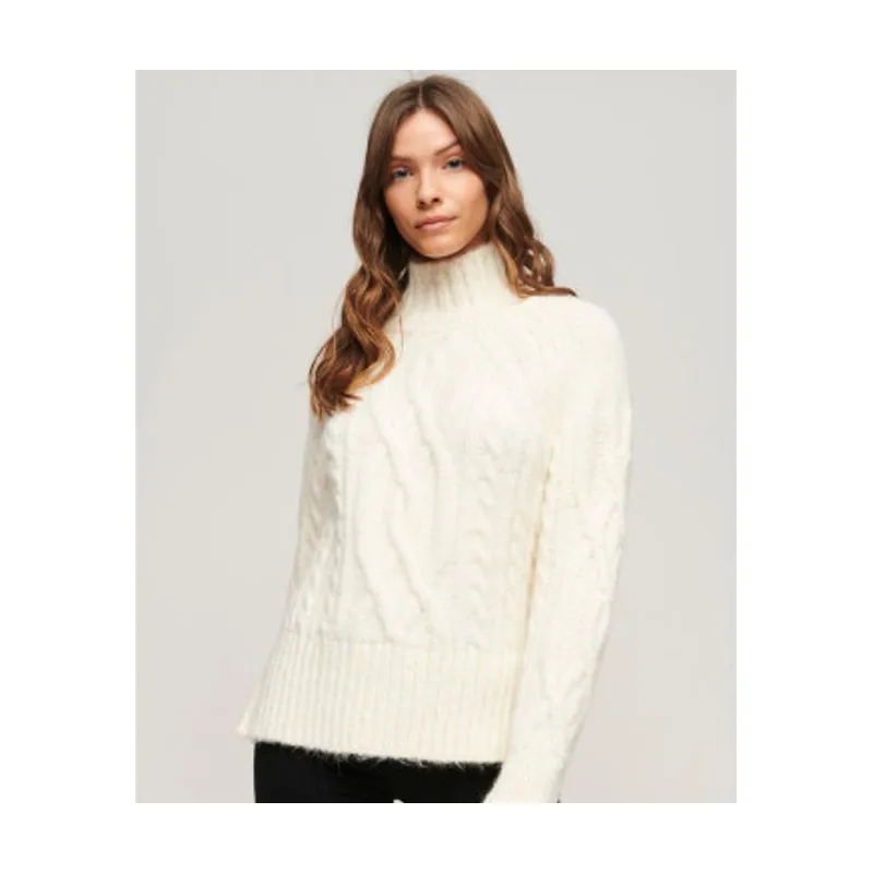 Superdry Jersey de cuello alto en punto de ochos W6110530A