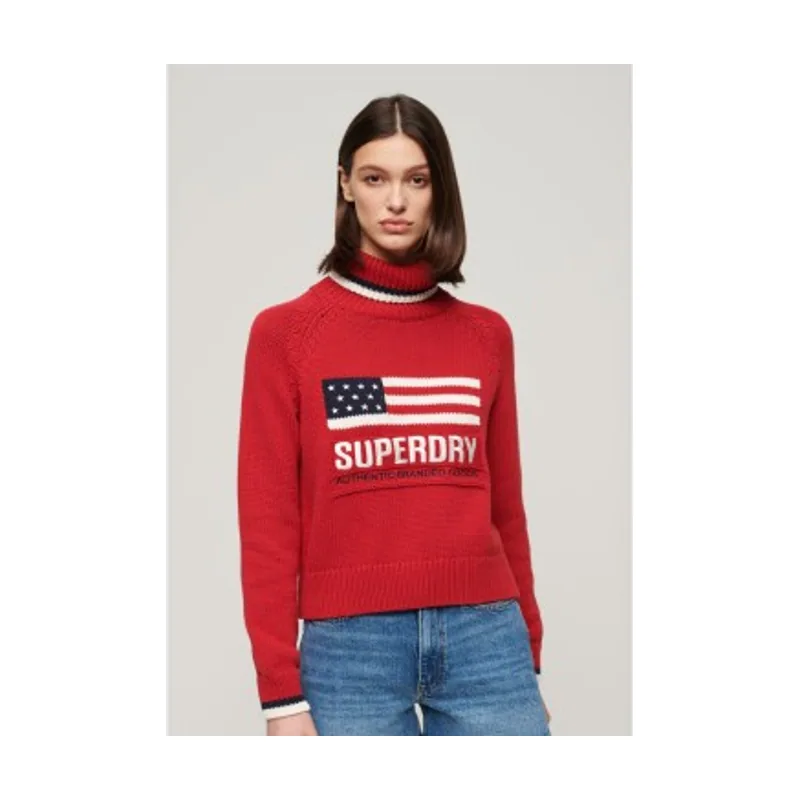 Superdry Jersey de punto con cuello vuelto Americana W6110538A