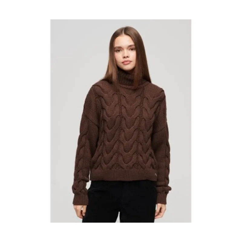 Superdry Jersey de punto trenzado con cuello de polo W6110546A