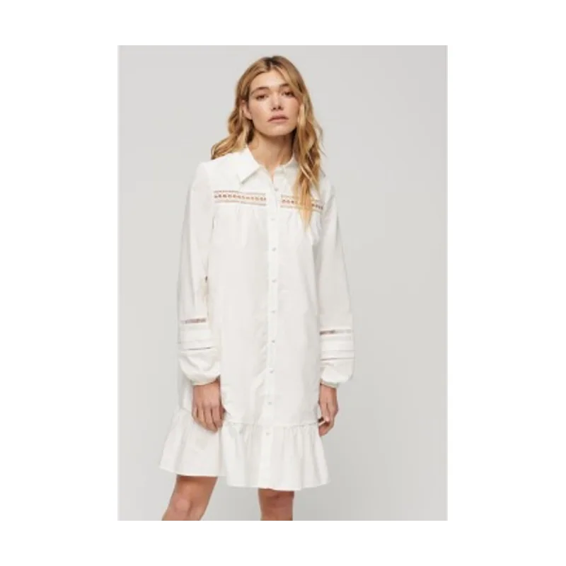 Superdry Vestido camisero con mezcla de encaje W8011625A