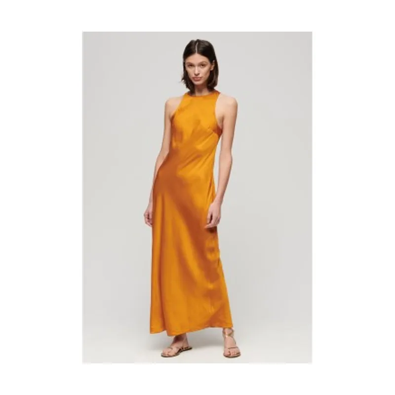 Superdry Vestido midi de raso con espalda olímpica W8011628A