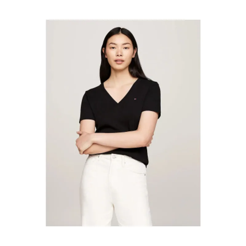 Tommy Hilfiger Camiseta slim con cuello de pico WW0WW40584