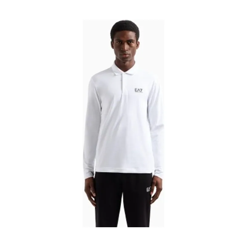 EA7 Polo de manga larga Core Identity en algodón elástico 8NPF15_PJVQZ