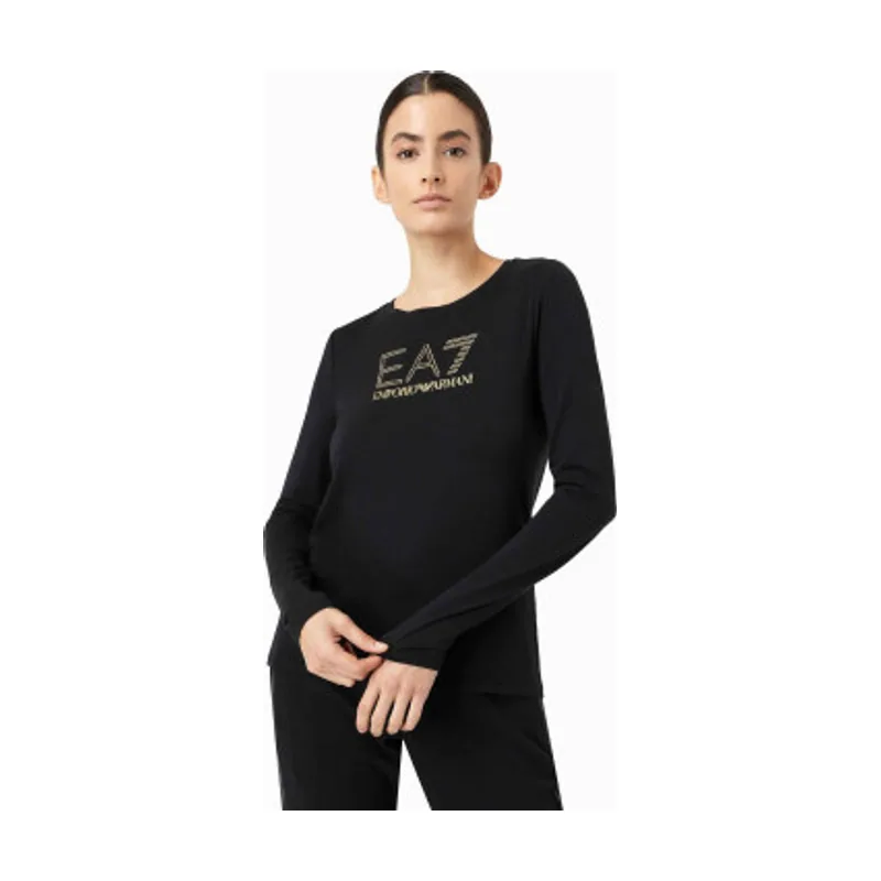 EA7 Camiseta de manga larga Evolution de algodón y modal elástico 8NTT51_TJDQZ