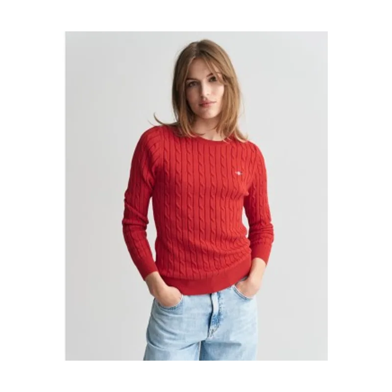 Gant Jersey de cuello redondo y punto de ochos en algodón elástico 4800100