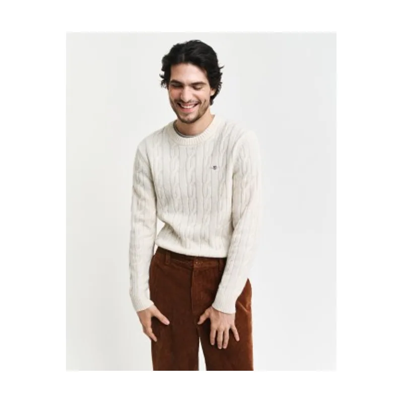 Gant Jersey de cuello redondo y punto de ochos en lana de oveja 8050213
