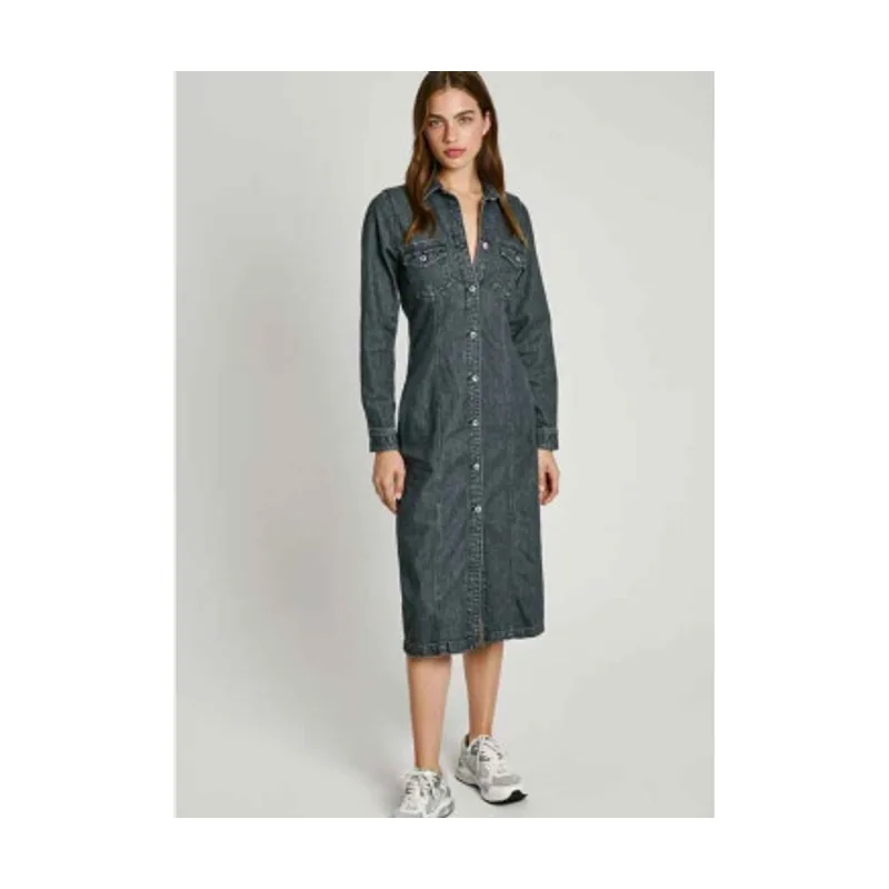 Pepe Jeans vestido midi denim fit regular PL953624