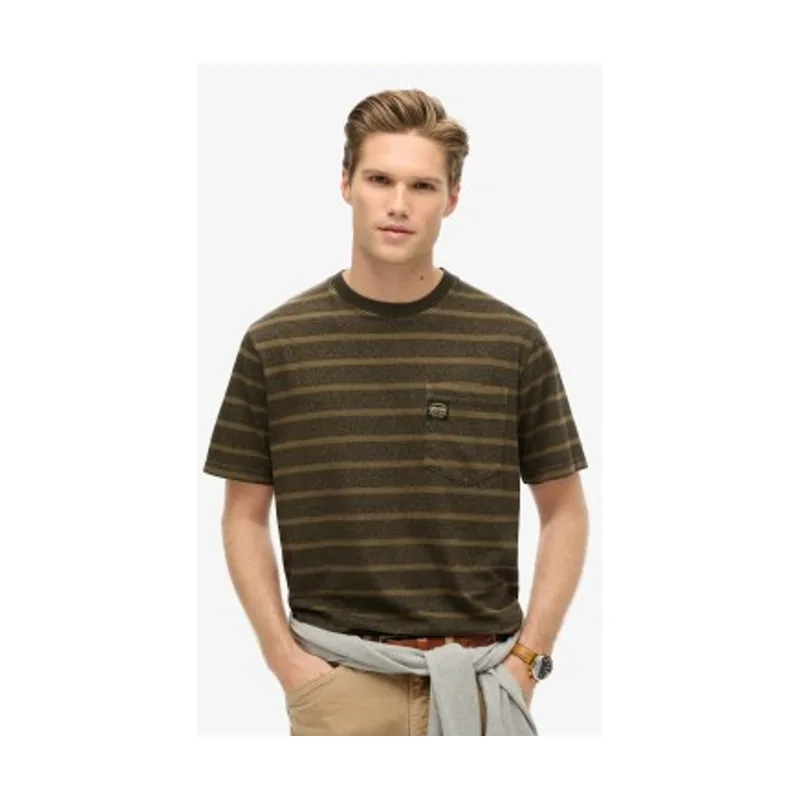 Superdry Camiseta de rayas con textura y bolsillo M1012043A