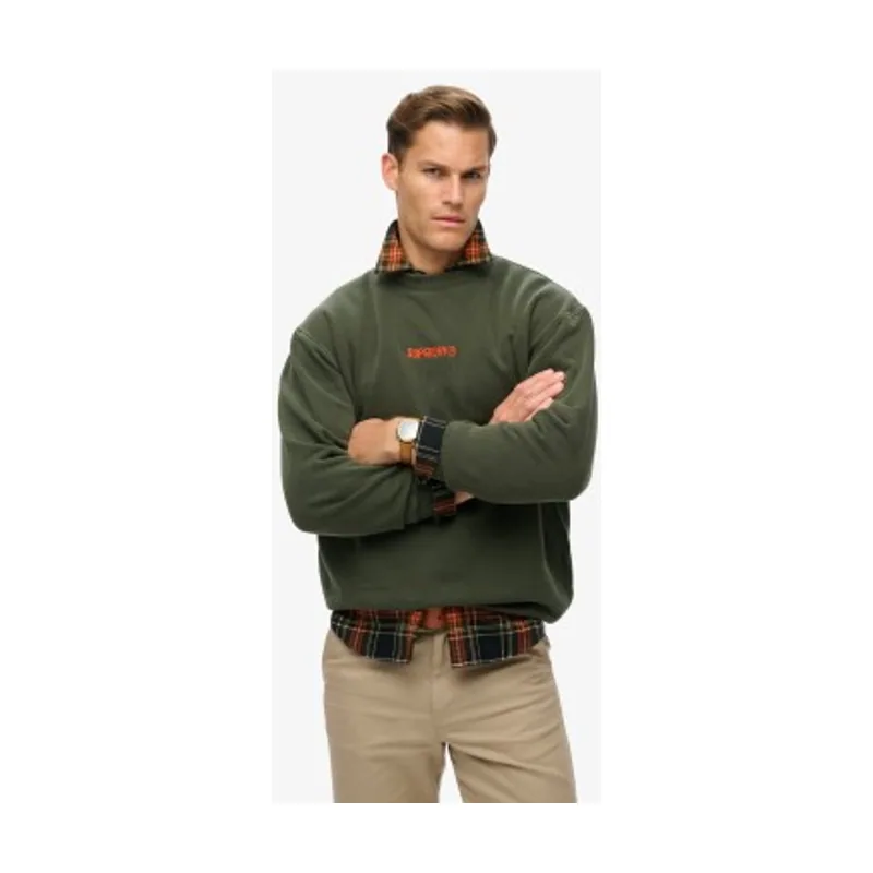 Superdry Sudadera suelta de cuello redondo con micrologotipo estampado M2013734A