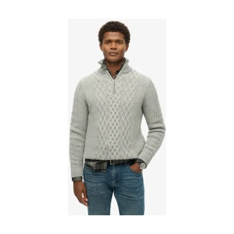 Superdry Jersey de punto trenzado con media cremallera Jacob M6110639A