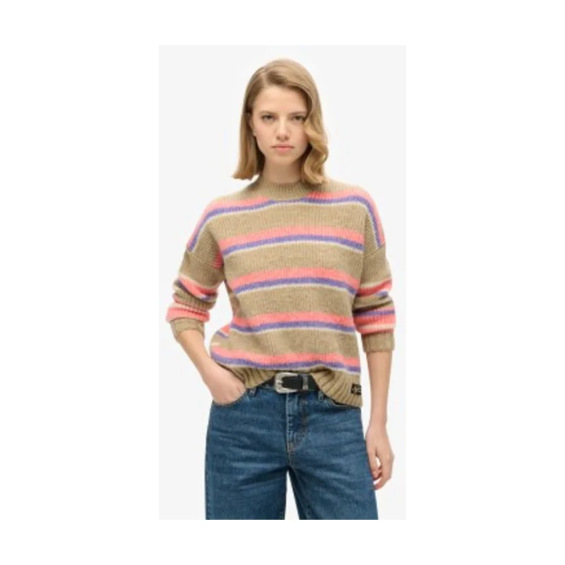 Jersey de rayas con cuello redondo W6110584A