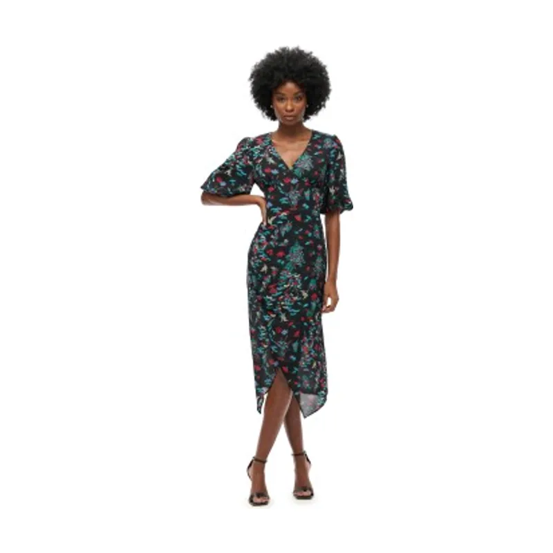 Superdry Vestido midi transparente de manga corta W8011744A