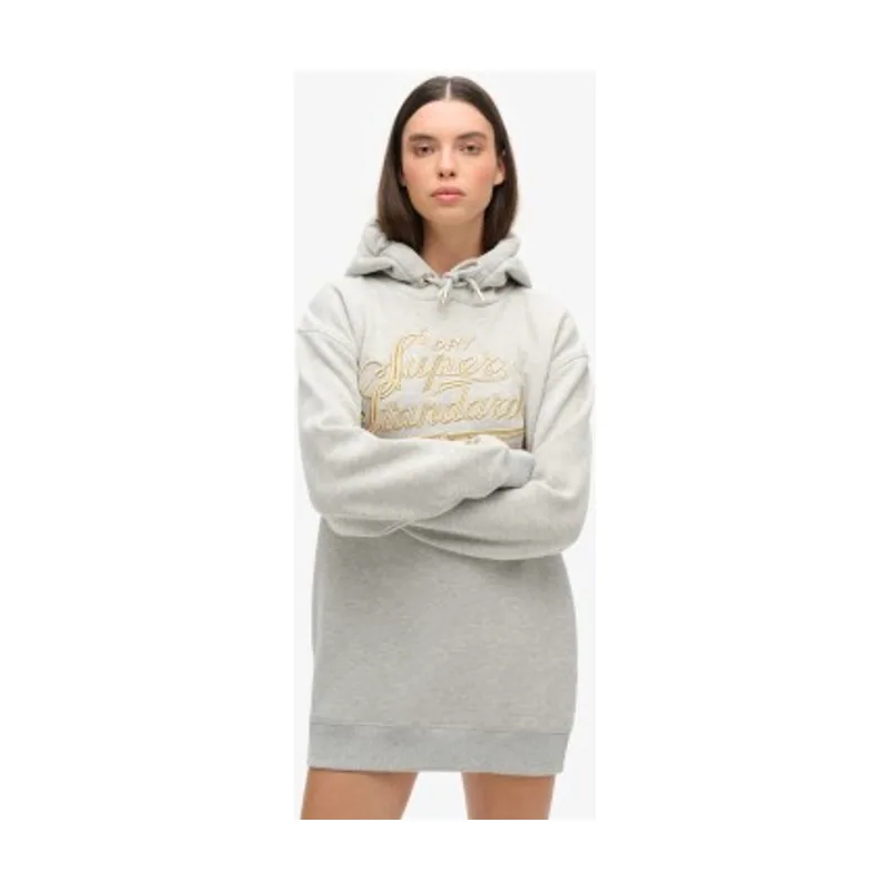 Superdry Vestido con capucha y logotipo metalizado Luxe W8011756A