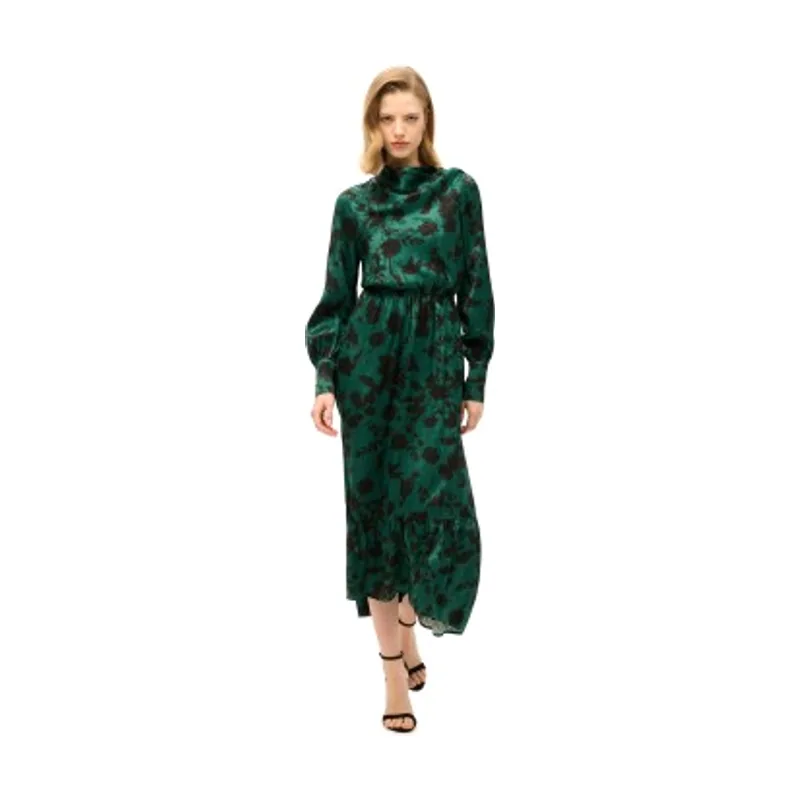 Vestido largo de jacquard con cuello vuelto W8011790A