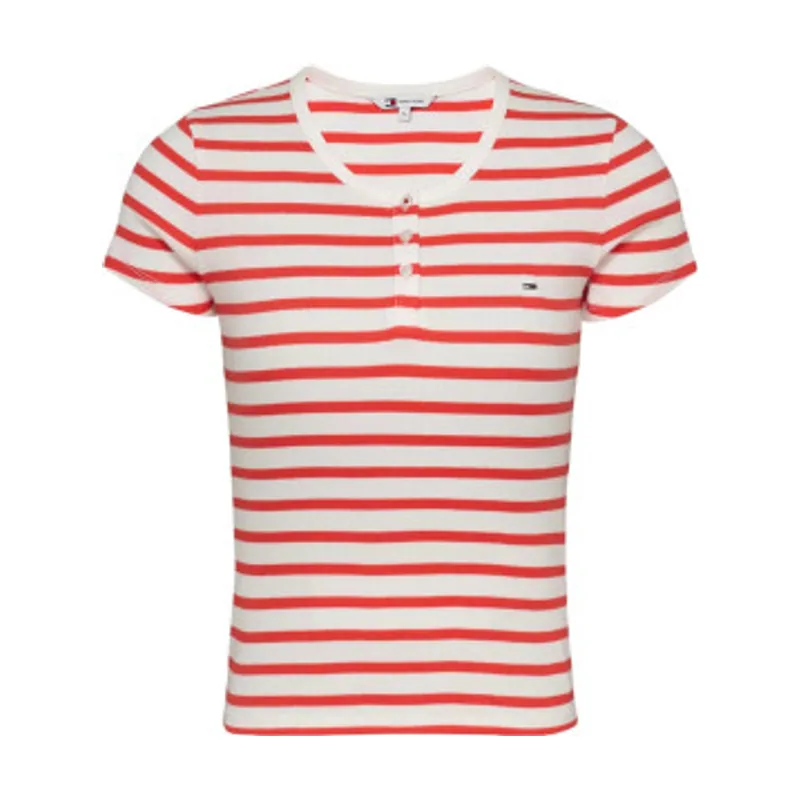 Tommy Jeans Camiseta de manga corta slim button DW0DW19502