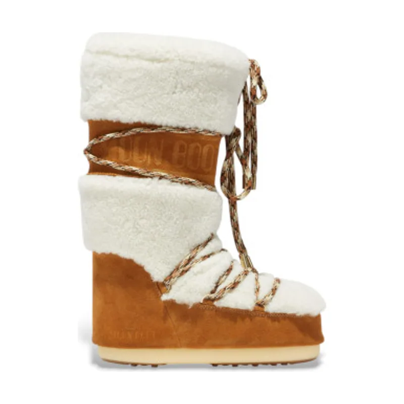 Moon Boot Botas de piel LAB69 Cream con borreguito 80D1402610