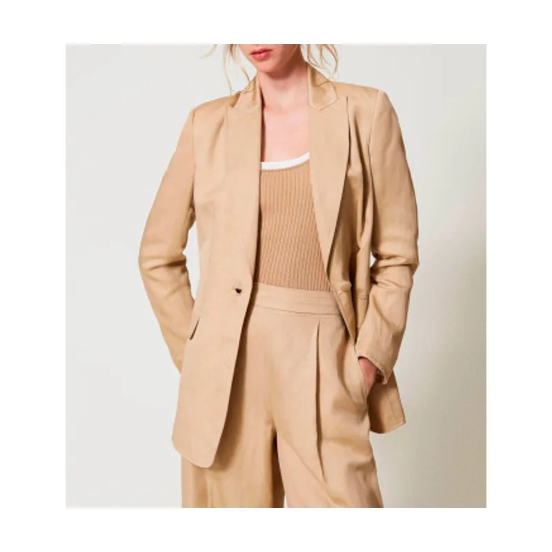Twinset Chaqueta de botonadura sencilla de lino mixto 251TE2140