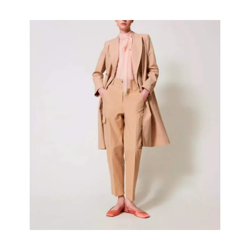 Twinset Pantalón cargo de gabardina de mezcla de algodón 251TP2212
