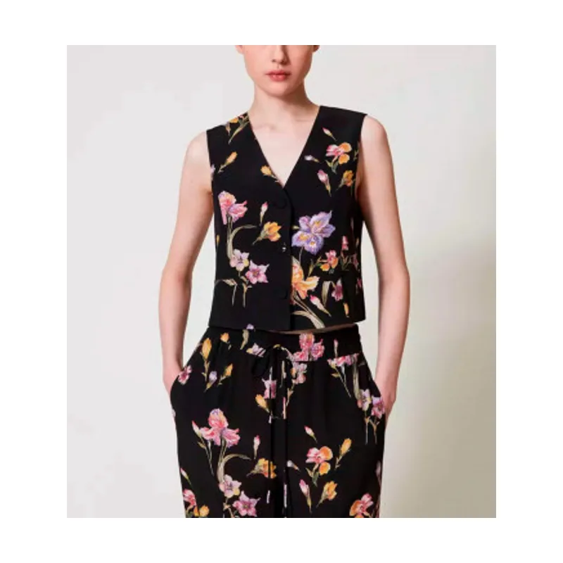 Twinset Chaleco de crepé de China con flores 251TP2777