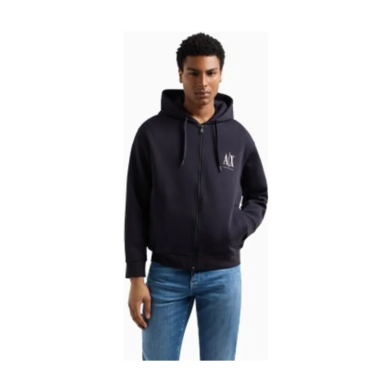 A|X Armani Exchange Sudadera con capucha y cremallera completa en algodón-poliéster elástico laminado mari XM000371AF10818UB101