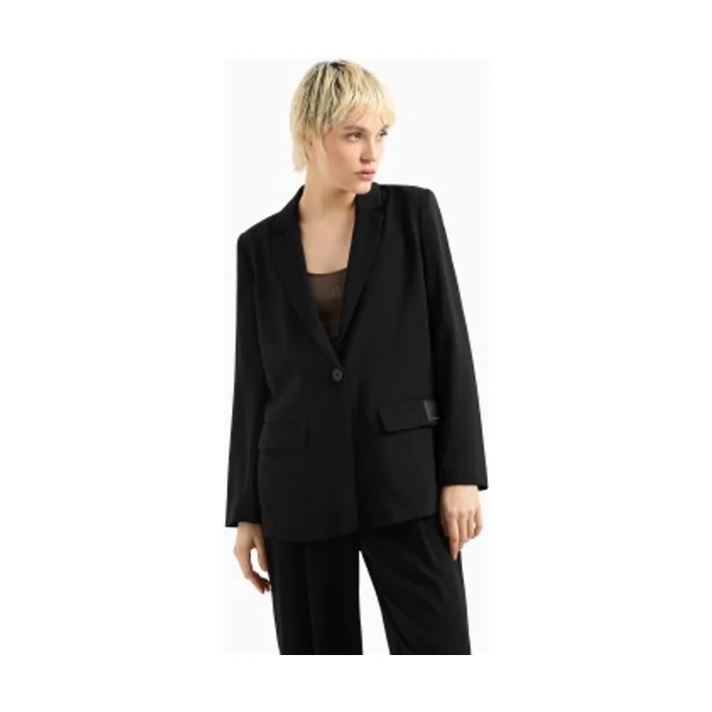 A|X Armani Exchange Blazer casual de color sólido con un solo botón y solapa con muescas de manga larga neg XW000941AF10872UC001