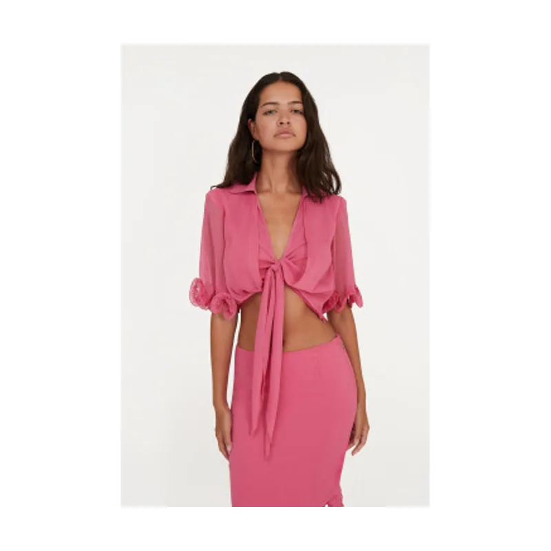 Rotate Blusa de gasa con lazo 113744504