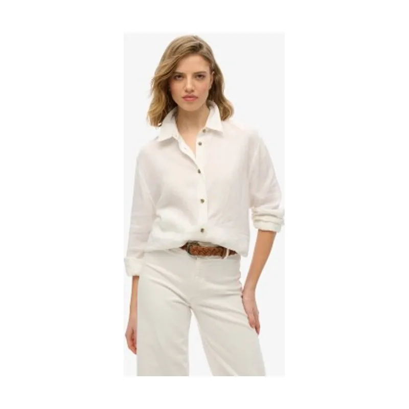 Superdry Camisa informal de lino con corte boyfriend W4010463A