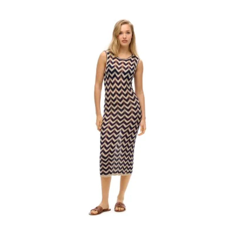 Superdry Vestido midi de punto en zigzag W8011848A