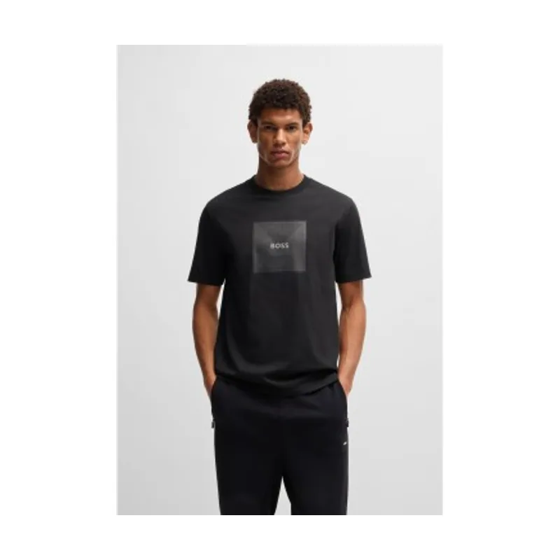 Boss Camiseta de punto de algodón con logo de diseño en líneas finas 50538096