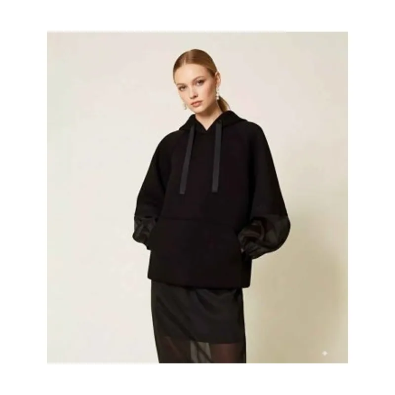Twinset Sudadera de tejido scuba y organza 252TP2194
