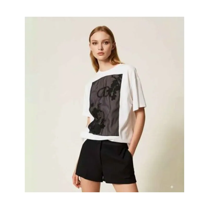 Twinset Camiseta oversize con bordado floral 252TP2053