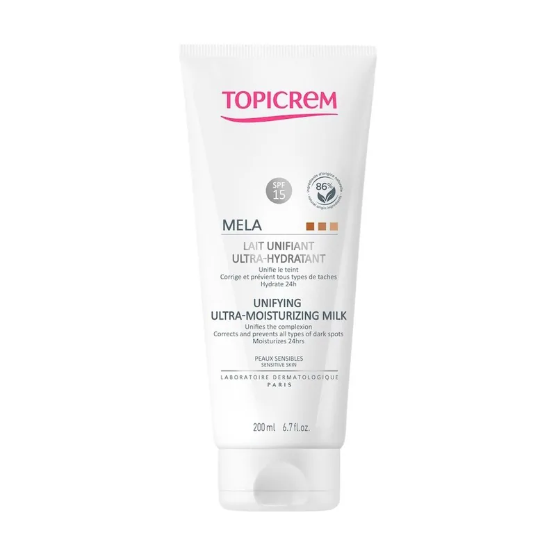 Topicrem MELA leche unificadora ultra-hidratante corporal SPF15+ 200 ml