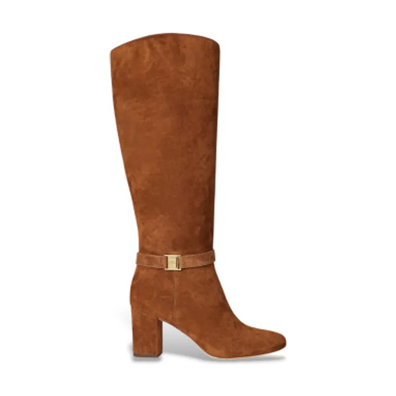Lauren Ralph Lauren Botas altas Kellie de ante con tacón 802967843002