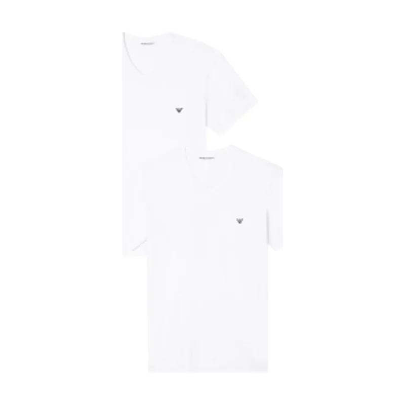 Giorgio Armani Set 2 camisetas de estar por casa de punto elástico con cuello de pico EM000392_AF14132