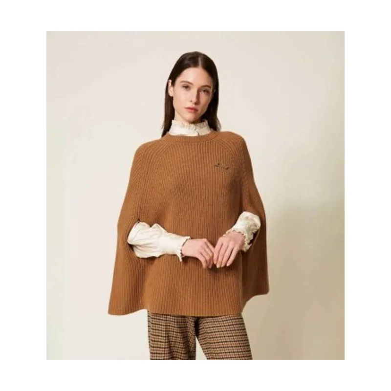 Twinset Jersey de estilo capa de mezcla de lana 252TT3421