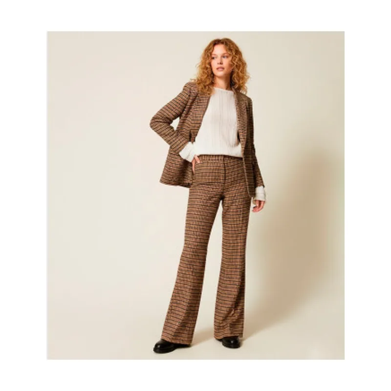 Twinset Pantalón de lana mixta de cuadros 252TT2421