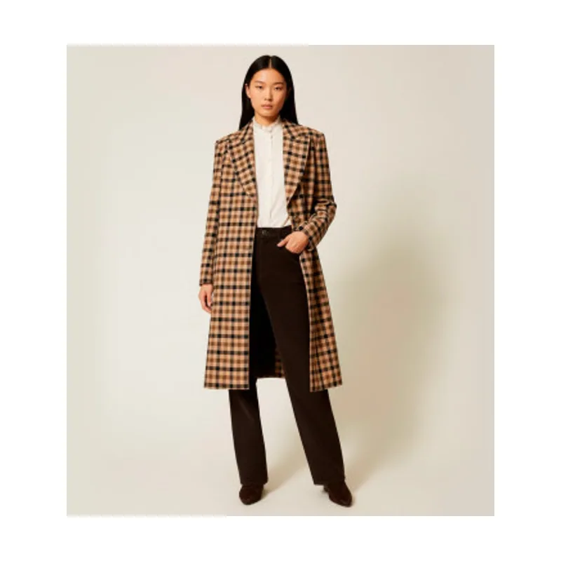Twinset Abrigo de lana mixta de cuadros 252TT2430
