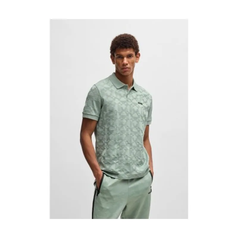 Boss Polo de algodón con jacquard circular 50538191