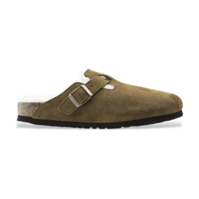 Birkenstock Zuecos de Piel Boston con Lana de borrego (Ajuste Estrecho) 1001141