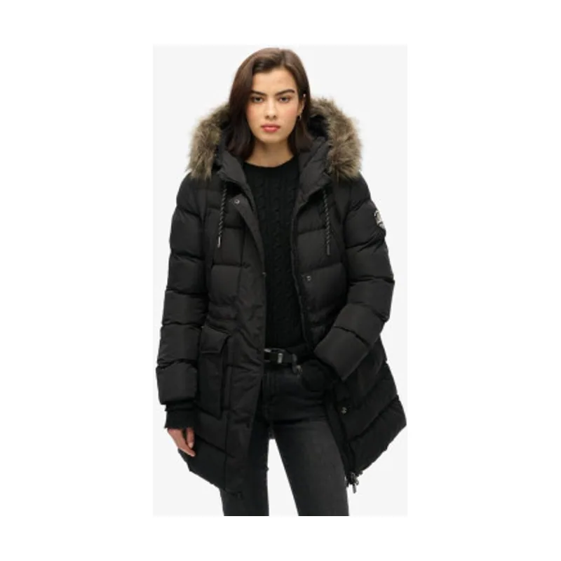 Superdry Abrigo acolchado de pelo sintético y largo medio Everest W5011787A