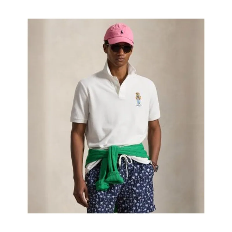 Polo Ralph Lauren Polo de piqué con Polo Bear Custom Slim 710B16617001