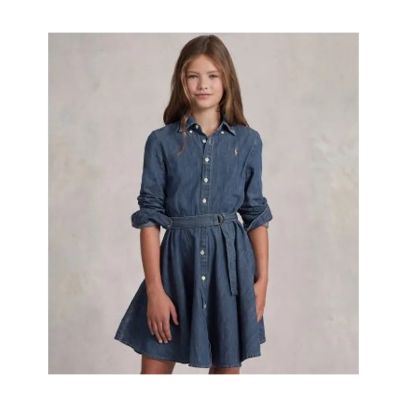 Polo Ralph Lauren Vestido camisero denim de algodón con cinturón 313698860001