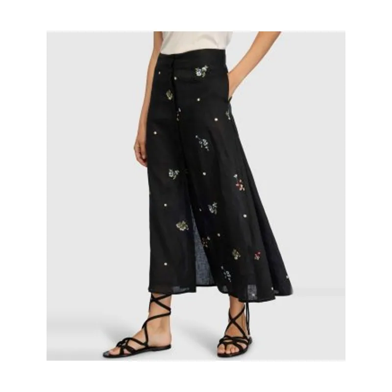 Semicouture Falda Faustine de lino bordado S6SN59