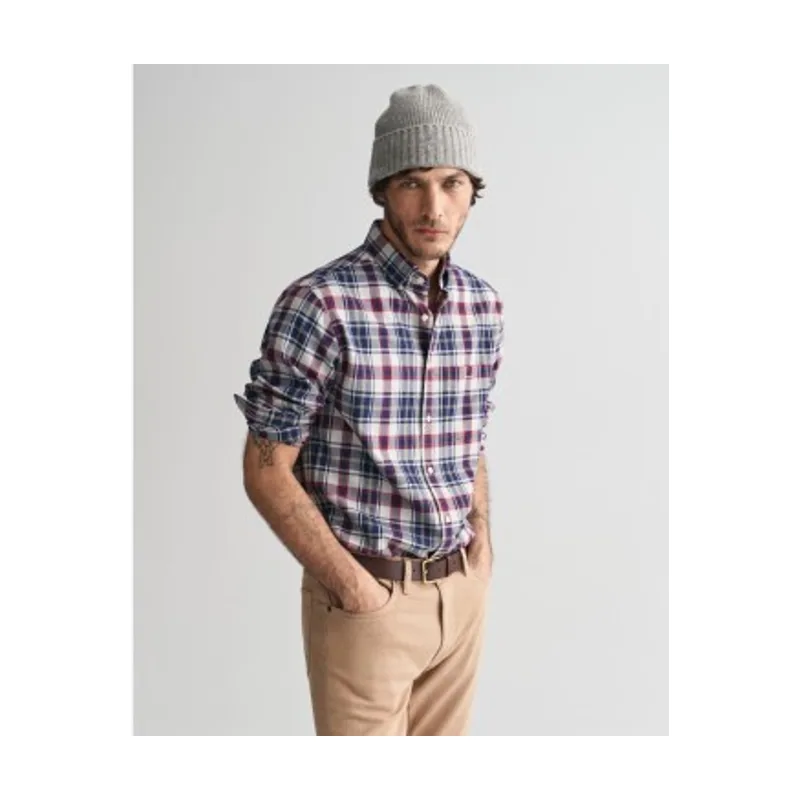 Gant Camisa De Franela Regular Fit Jaspé De Cuadros Escoceses 3240218